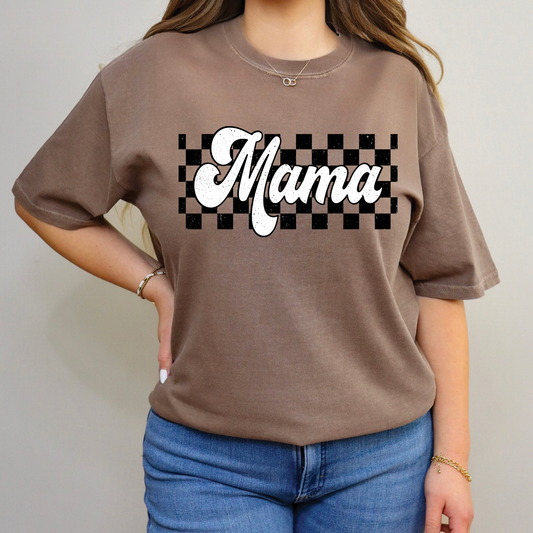 Mama Retro Checked Print T-Shirt