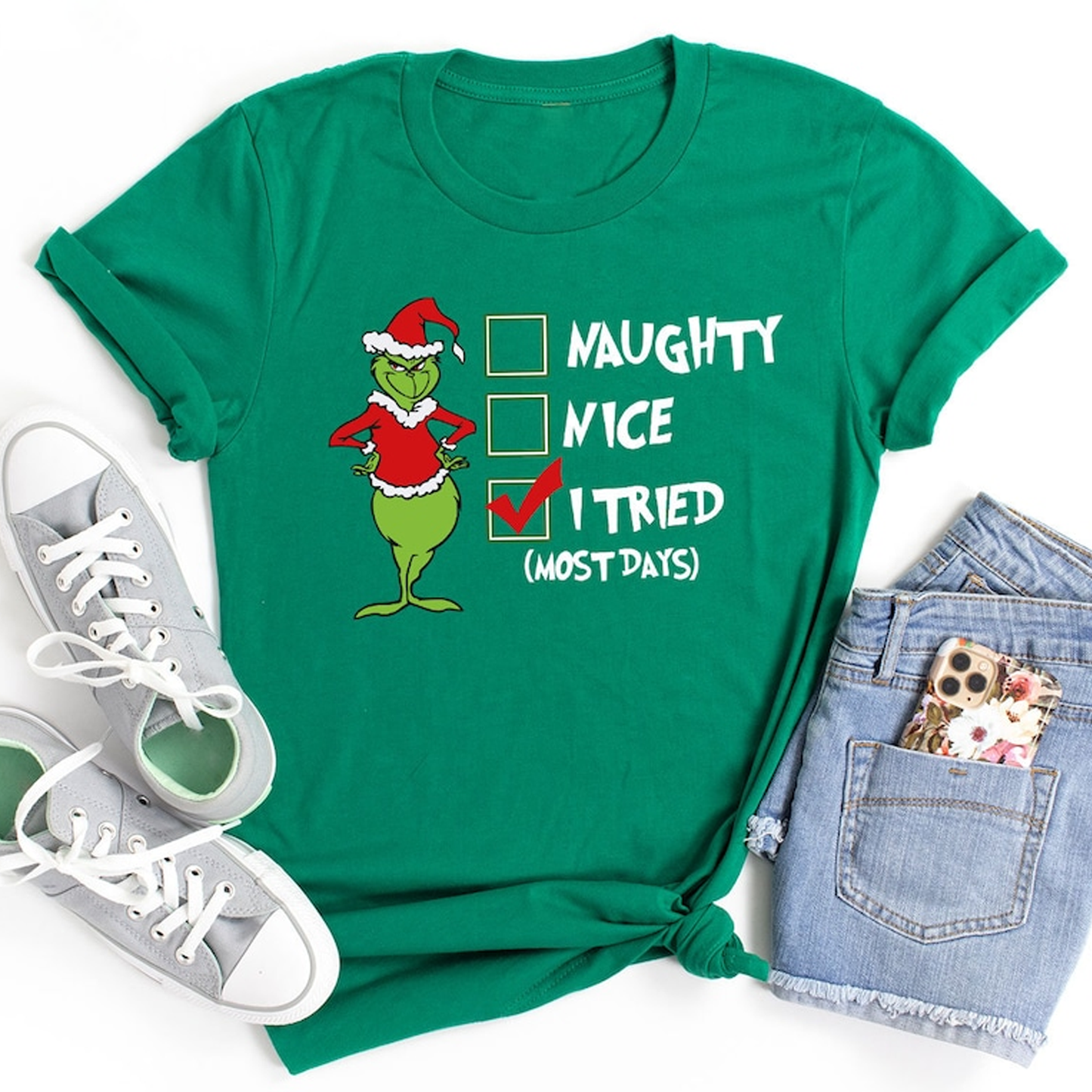 Naughty Nice I Tried Christmas T-Shirt