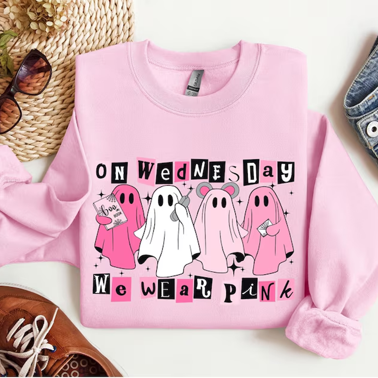 On Wednesday We Wear Pink Halloweed Edition Sweatshirt