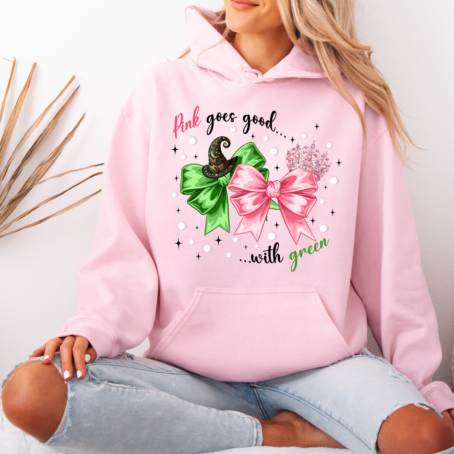 Pink Goes Good With Green Hoodie – designs ltd - Main Image