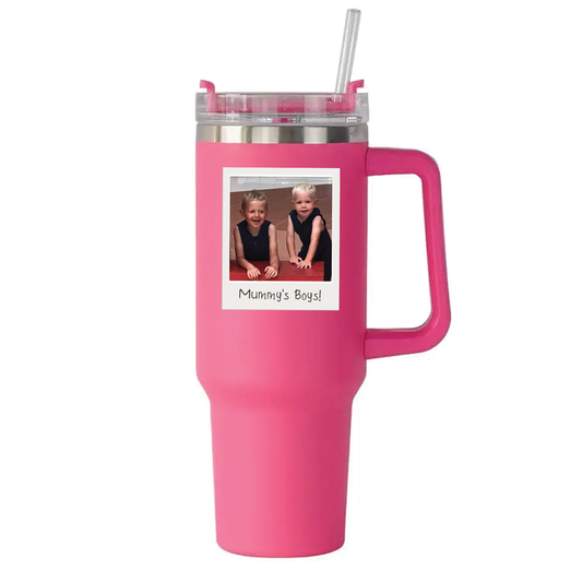 Personalised Polaroid Picture Design - 40oz Double Walled Travel Cup / Tumbler