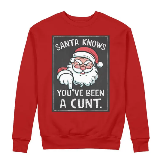 Santa Knows You've Been A Cunt Christmas Jumper Sweatshirt