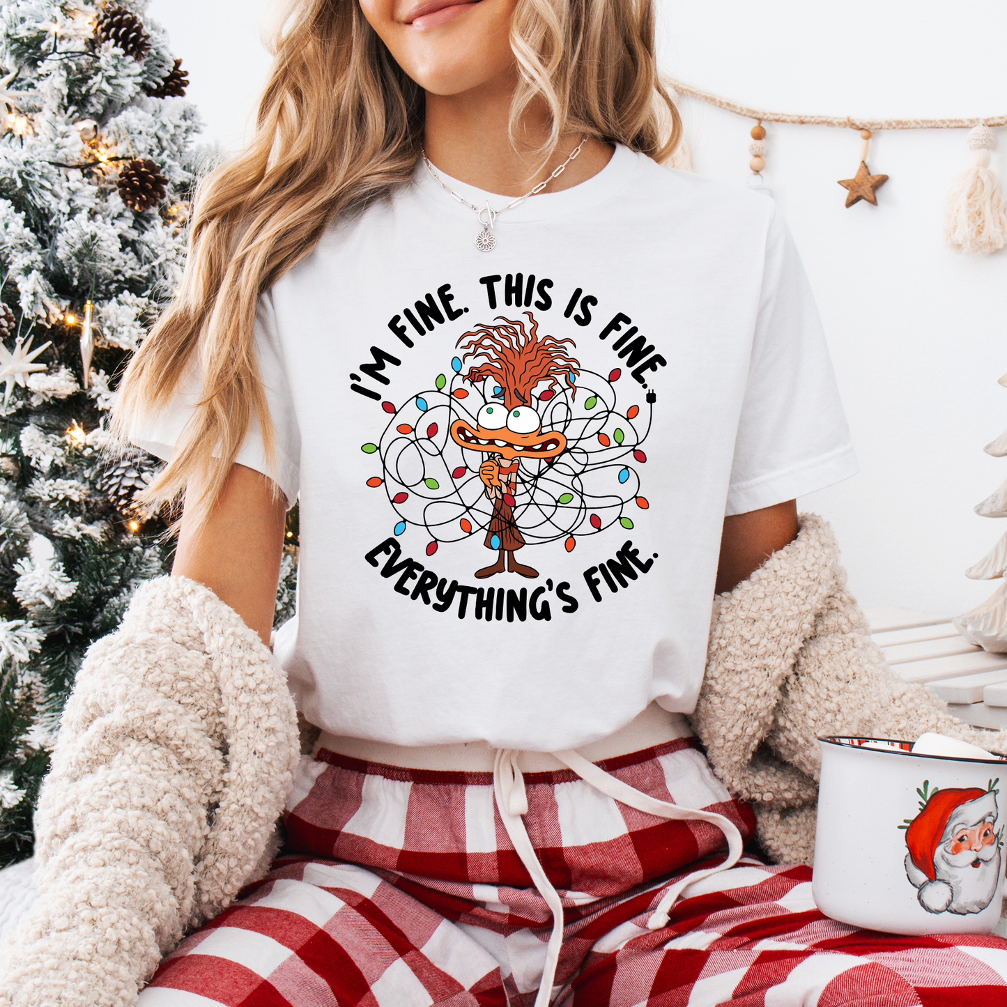 It's Fine Everything's Fine Christmas Lights Anxiety T-Shirt