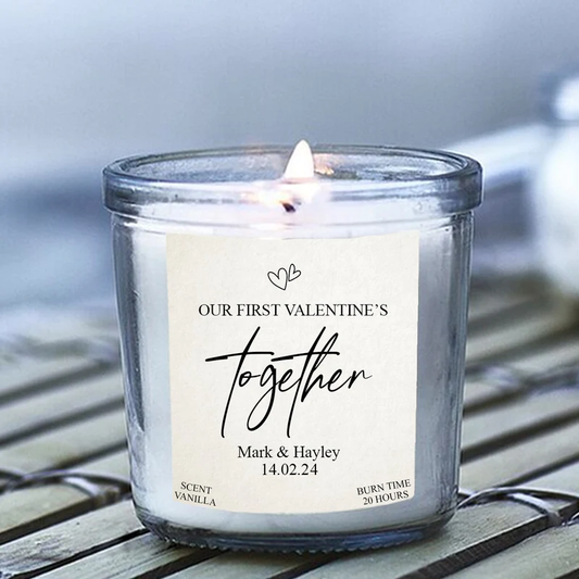 Personalised Our First Valentine's Day Candle - gift idea!