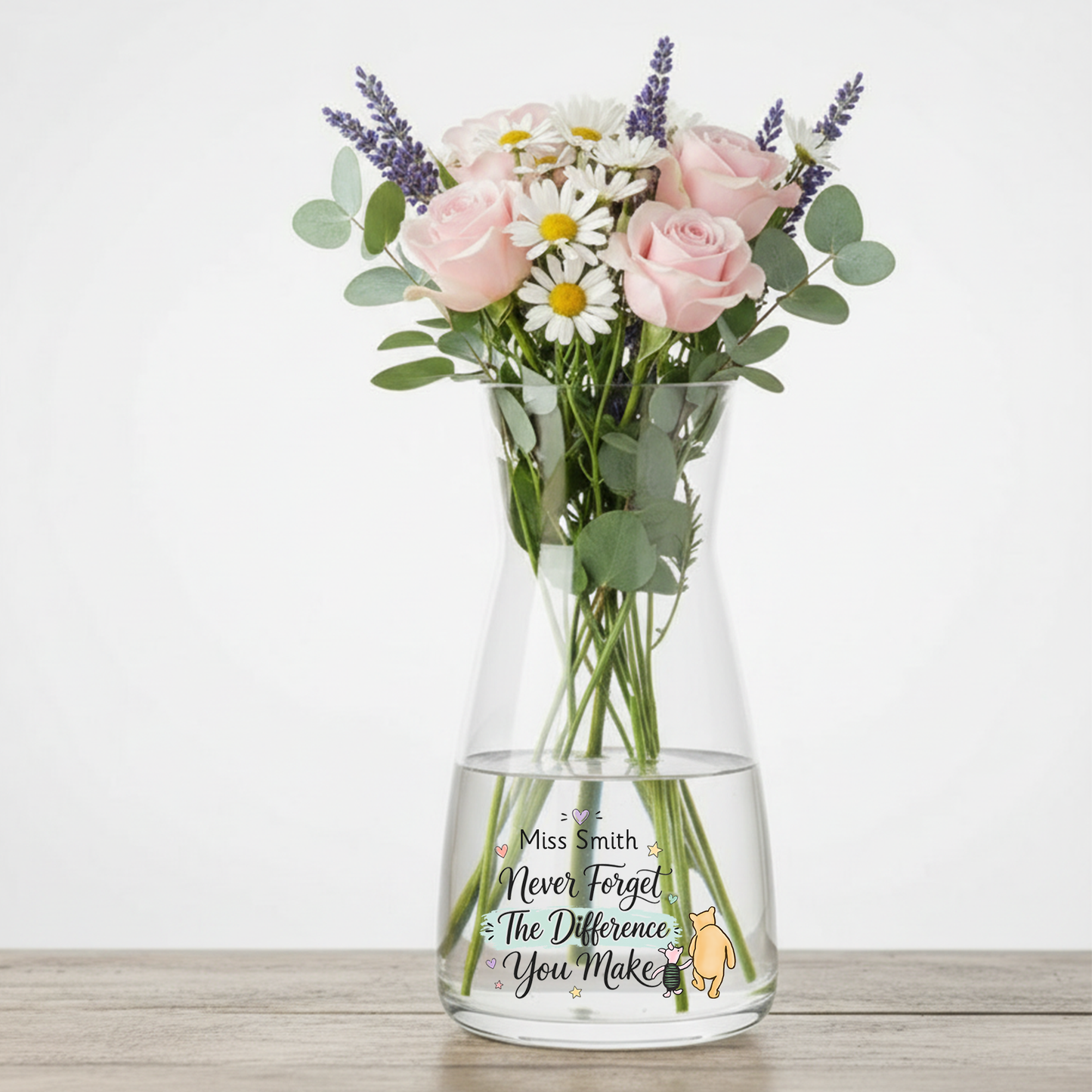 Personalised Never Forget The Difference You Make - Glass Vase