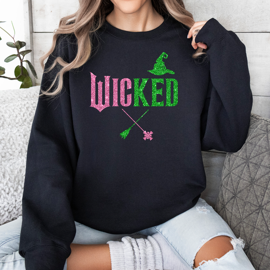 Wicked Pink Green Glitter Design Jumper Sweatshirt