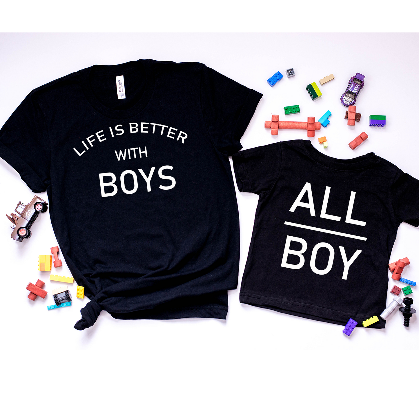 Life is better with boys - adult black t-shirt