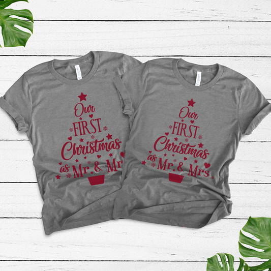 Our First Christmas as Mr & Mrs Grey T-Shirt - Husband and Wife