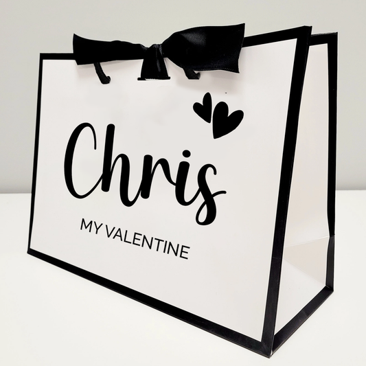 Personalised My Valentine Black & White Gift Bag - different size options