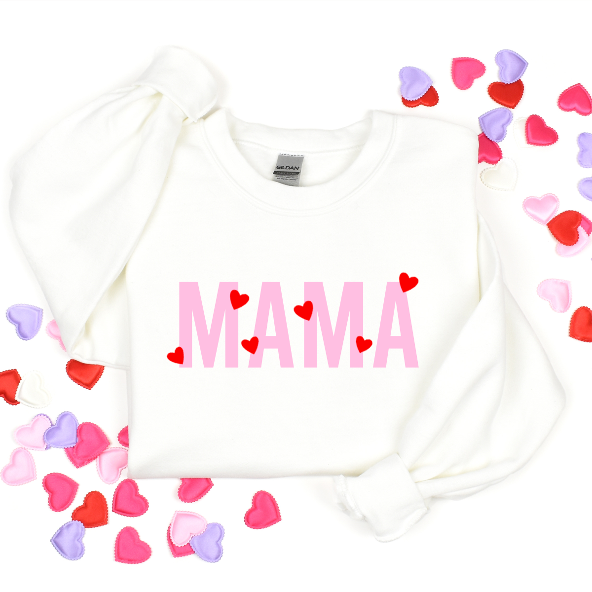 Mama Slogan with mini Hearts Valentine Sweatshirt