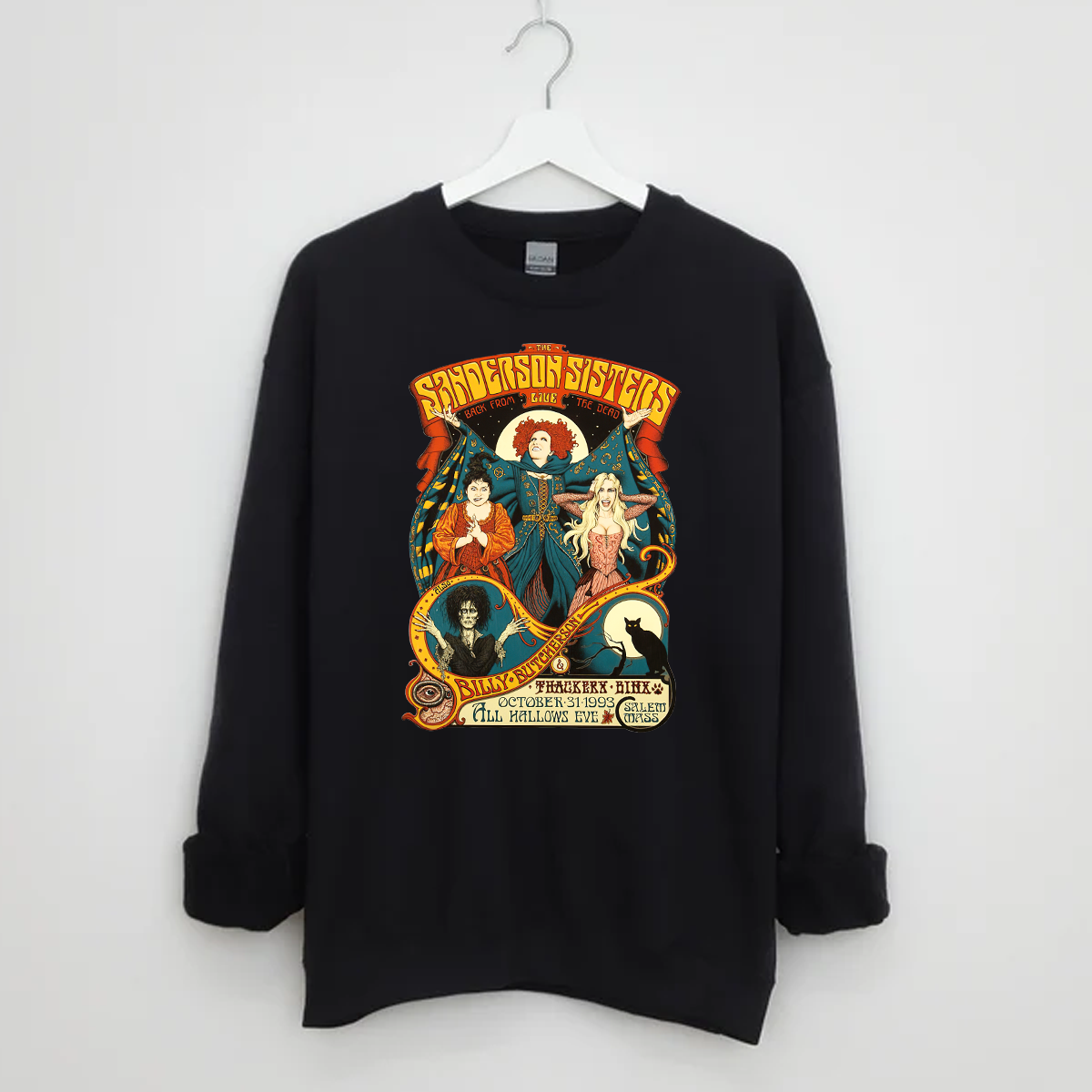 Sanderson Sisters Vintage Poster Design Black Sweatshirt - kids & adult sizes
