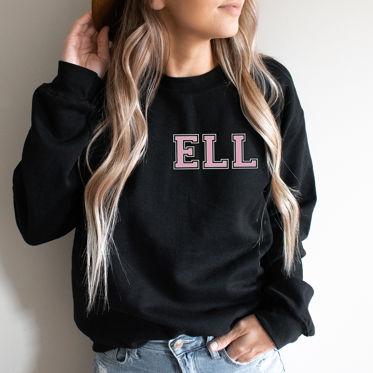 Personalised Varsity Letters Black Sweatshirt