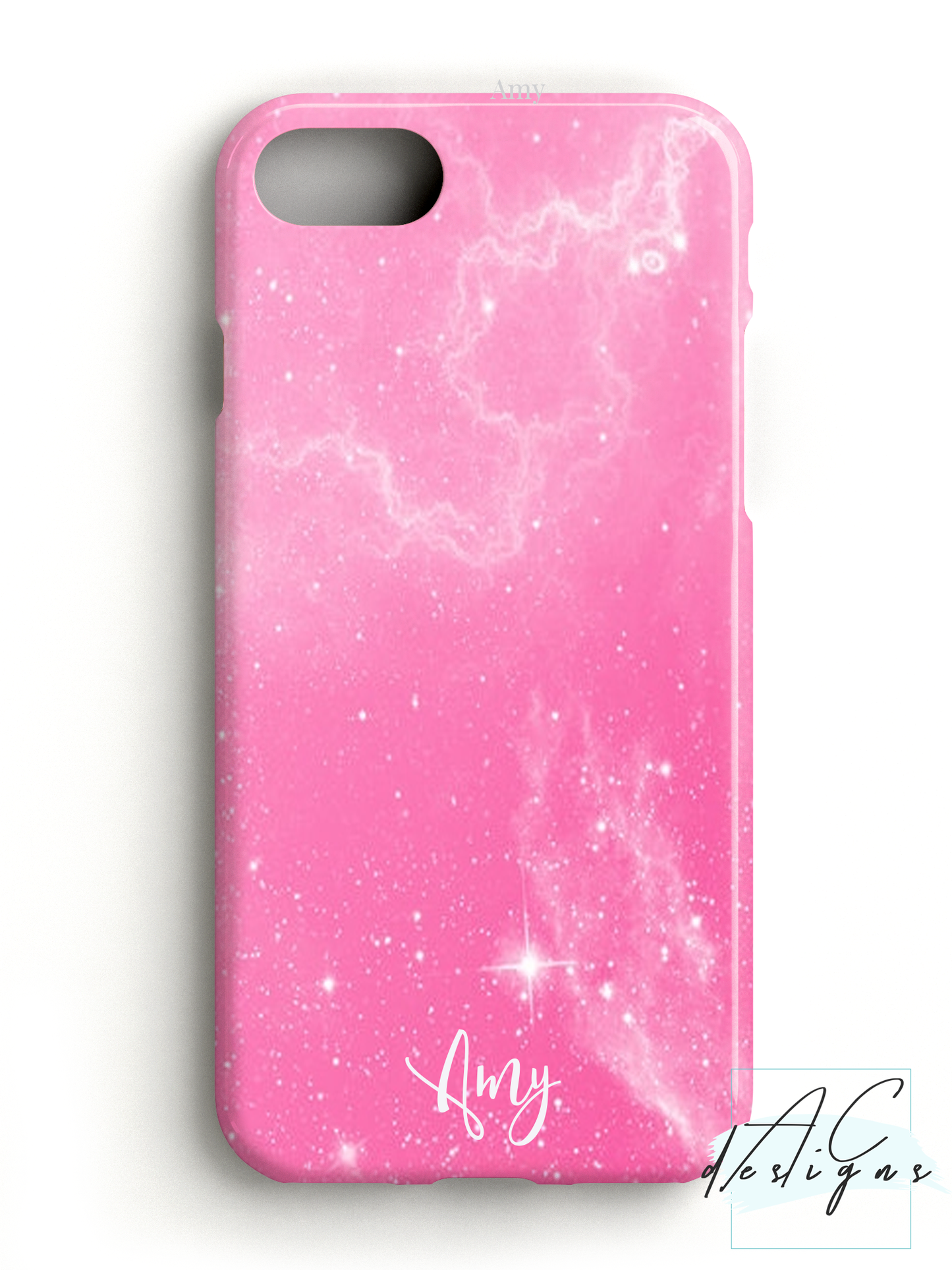 Personalised Pink Starry Script Name Phone Case