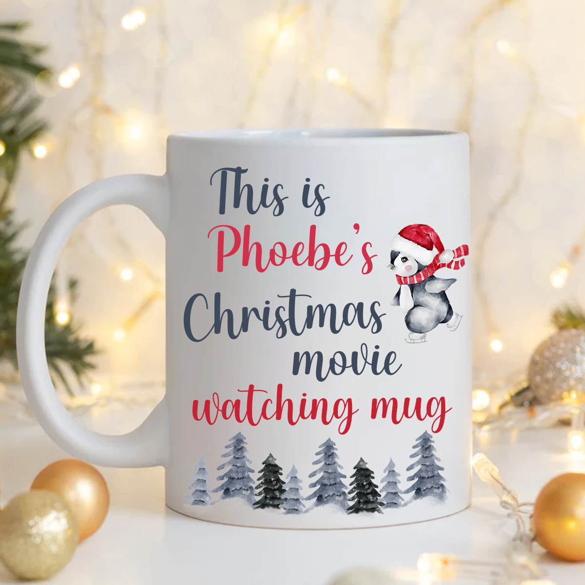 Personalised Christmas Movie Watching Mug coffee/tea Mug.