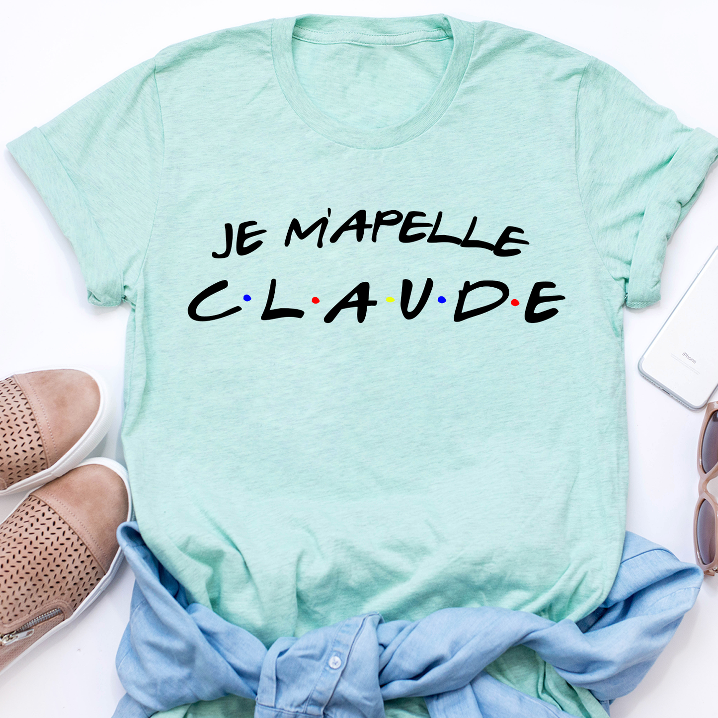 Je M'Apelle Claude mint green t-shirt