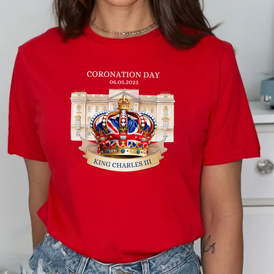 King Charles III Buckingham Palace Coronation Day Red T-Shirt - Kids & Adults
