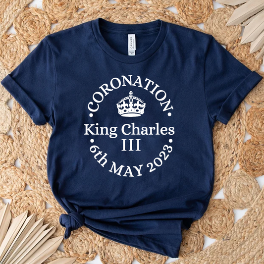 King Charles III Coronation Day Navy T-Shirt - Kids & Adults