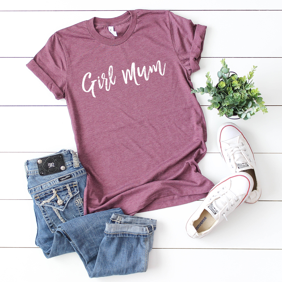 Girl Mum - Tri-Blend Maroon Casual T-Shirt