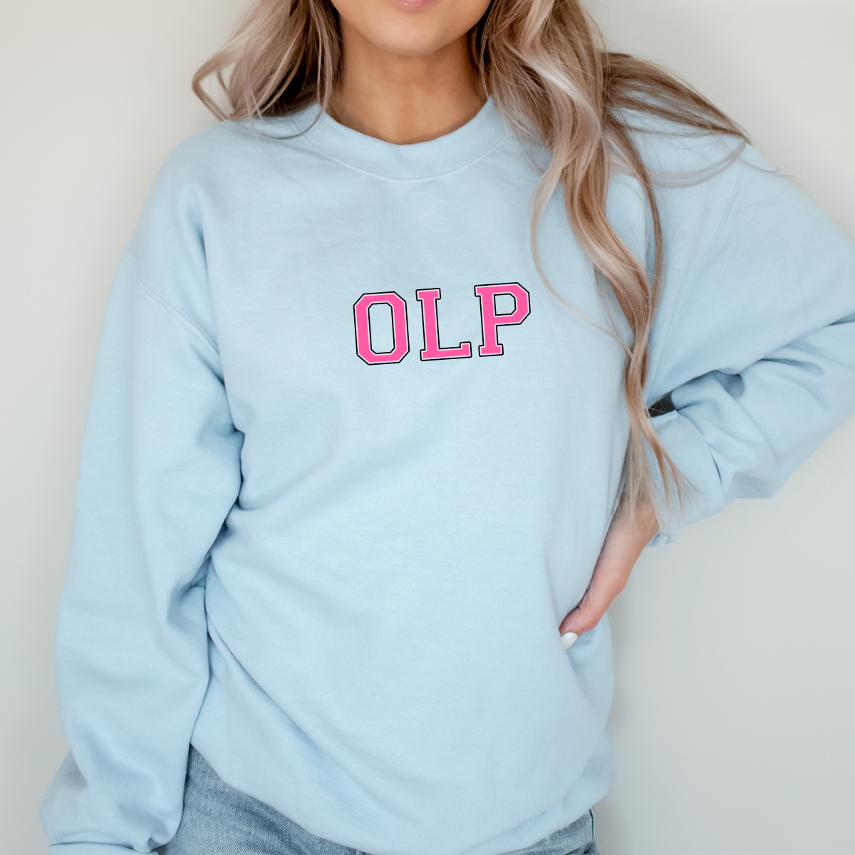 Personalised Varsity Letters Baby Blue Sweatshirt A.C designs ltd