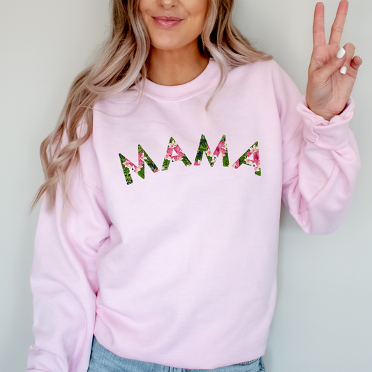Floral Mama Print Light Pink Sweatshirt