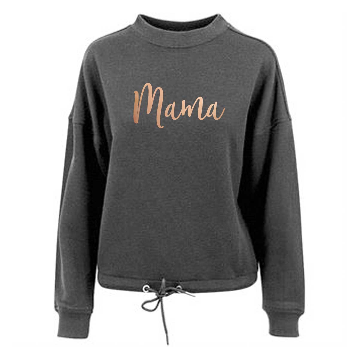 Mama - rose gold script - oversized ladies charcoal Sweatshirt