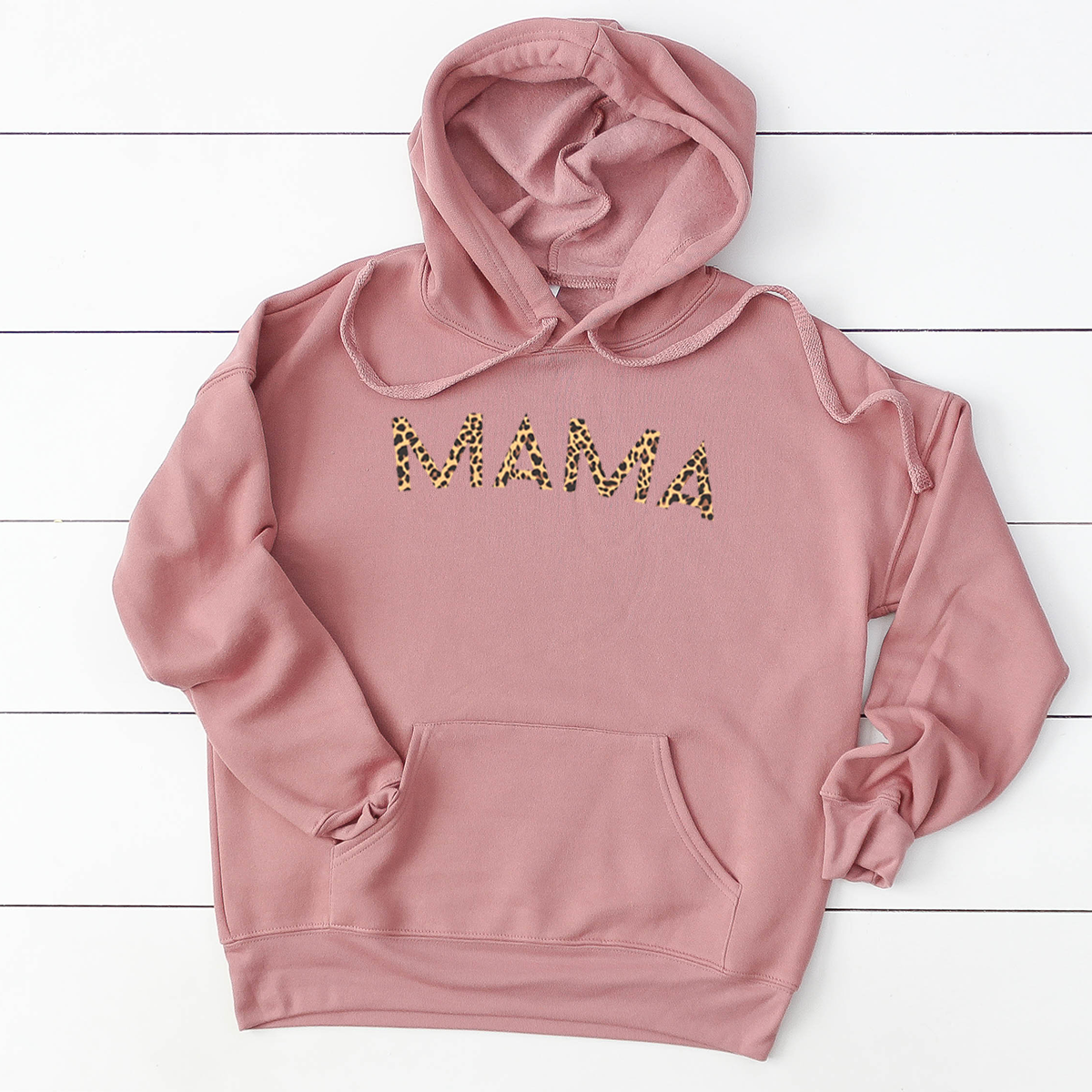 Mama leopard print - Dusty Pink Hoodie