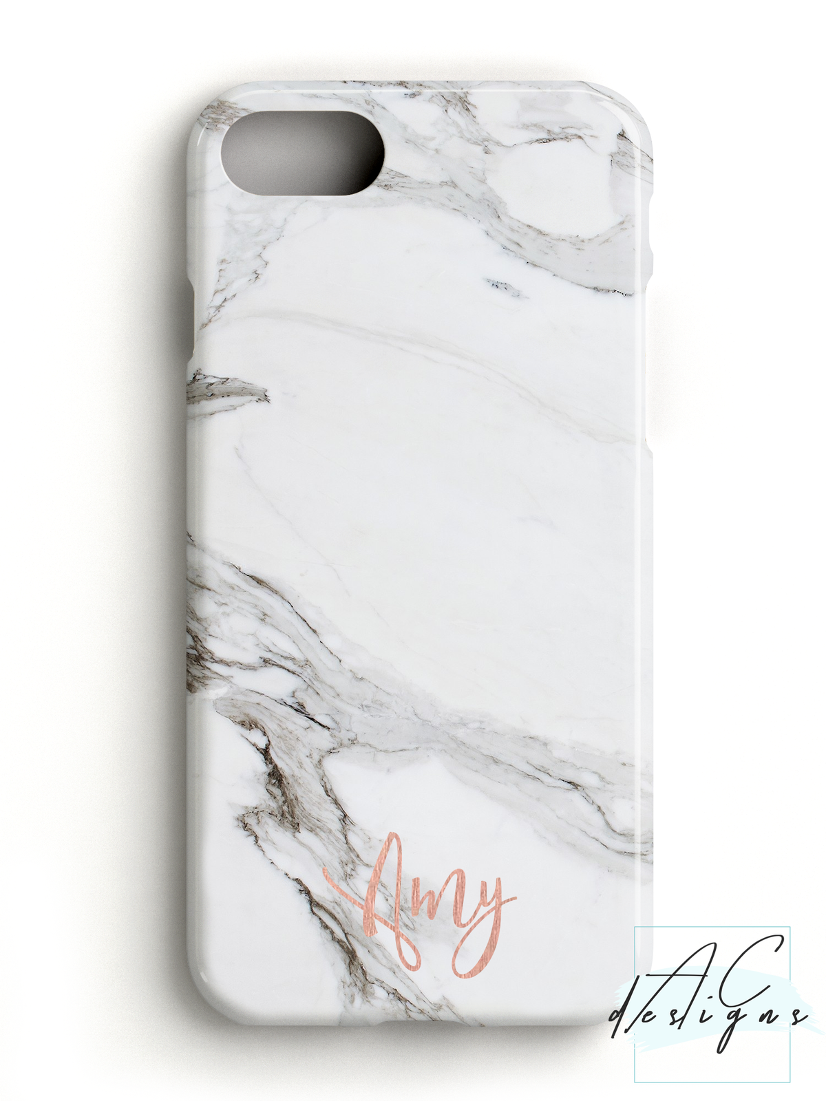 Personalised Rose Gold Name Marble Phone Case