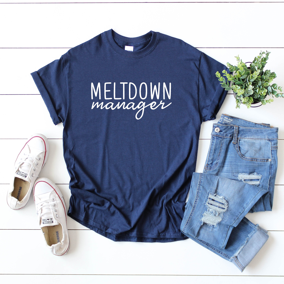 Meltdown Manager - casual navy t-shirt