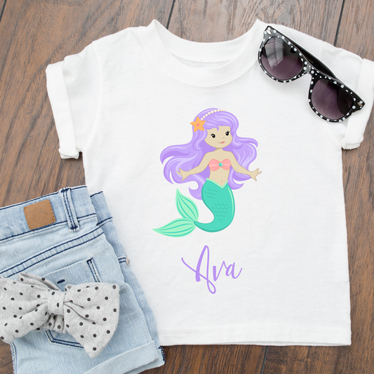 Personalised Mermaid T-Shirt Top baby, toddler and kids sizes! #summerready
