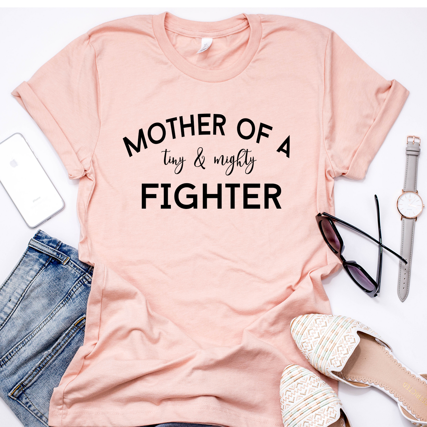 Mother of a Tiny & Mighty Fighter Peach t-shirt 🎗️