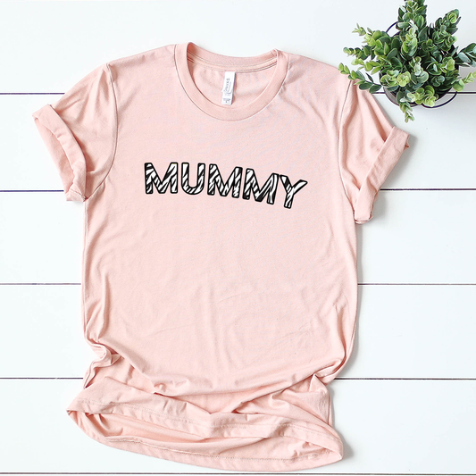 MUMMY - zebra print peach t-shirt.