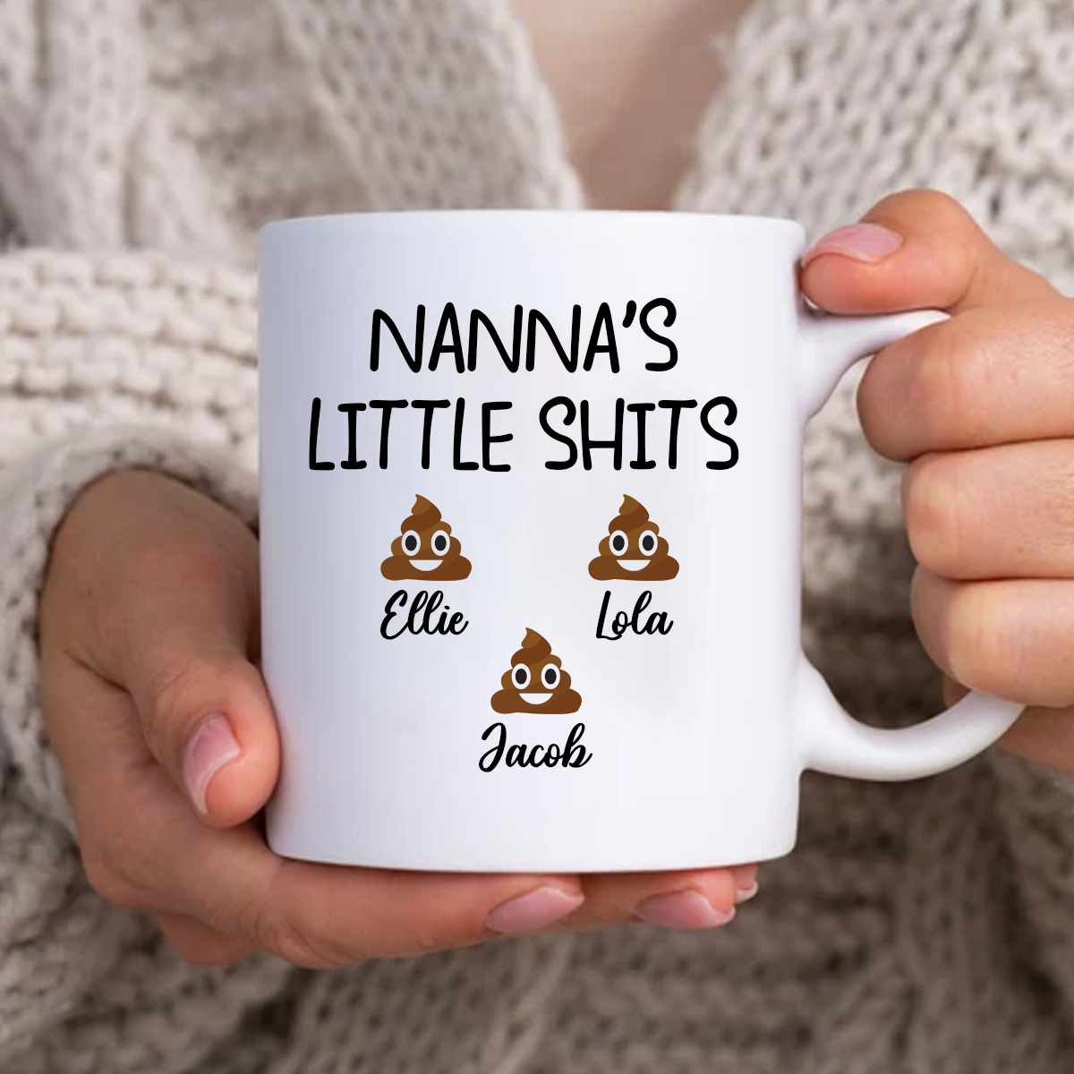 Mum&#39;s Little Poop Emoji&#39;s funny personalised coffee/tea Mug.