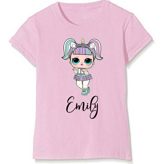 Personalised Unicorn Surprise Doll Design T-Shirt Top