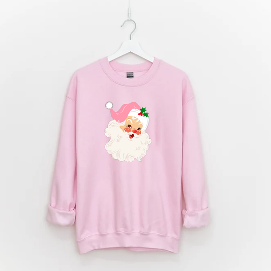 Pink Retro Santa Festive Jumper Sweater