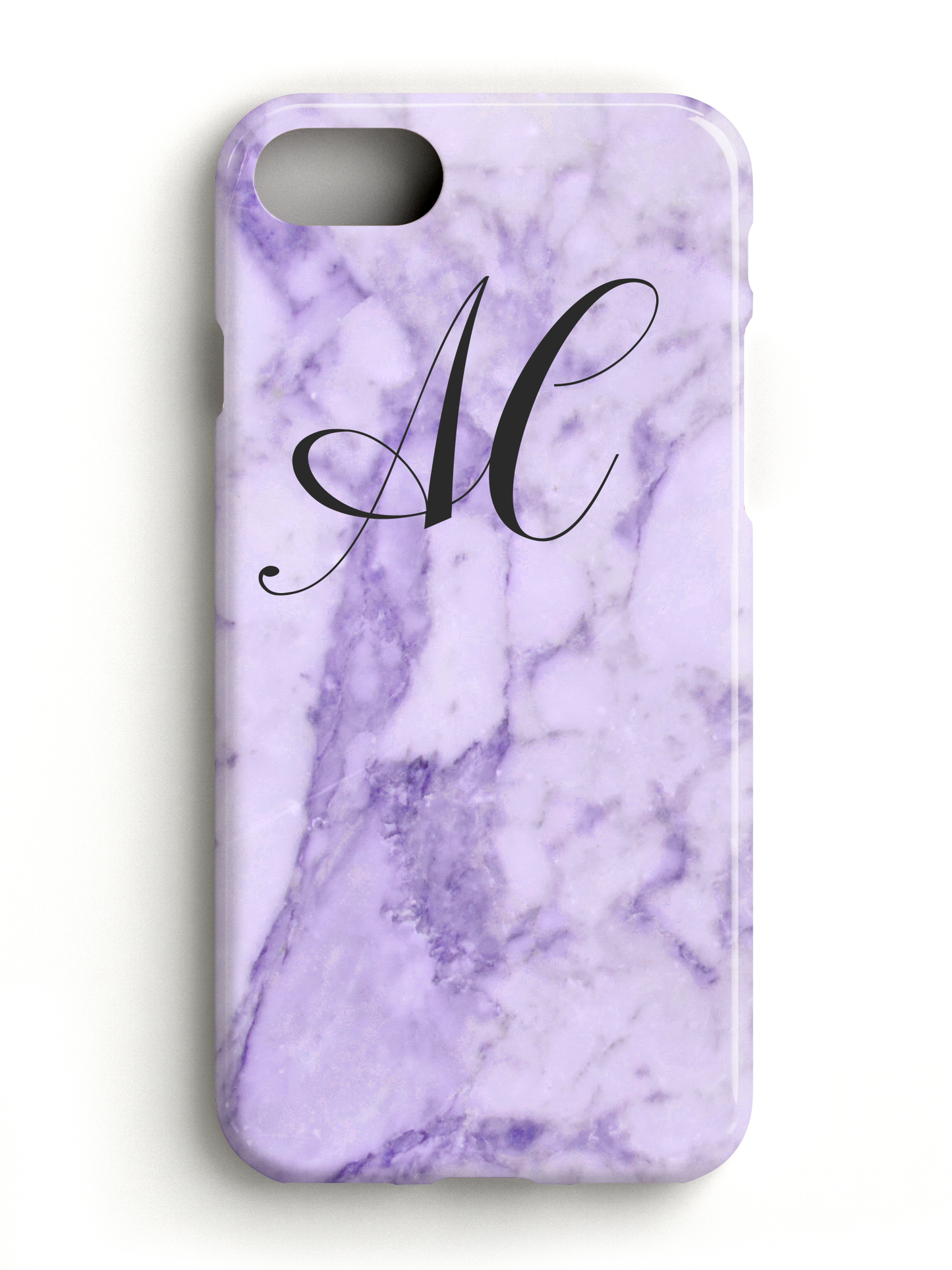 Monogram Initials Purple Marble Phone Case