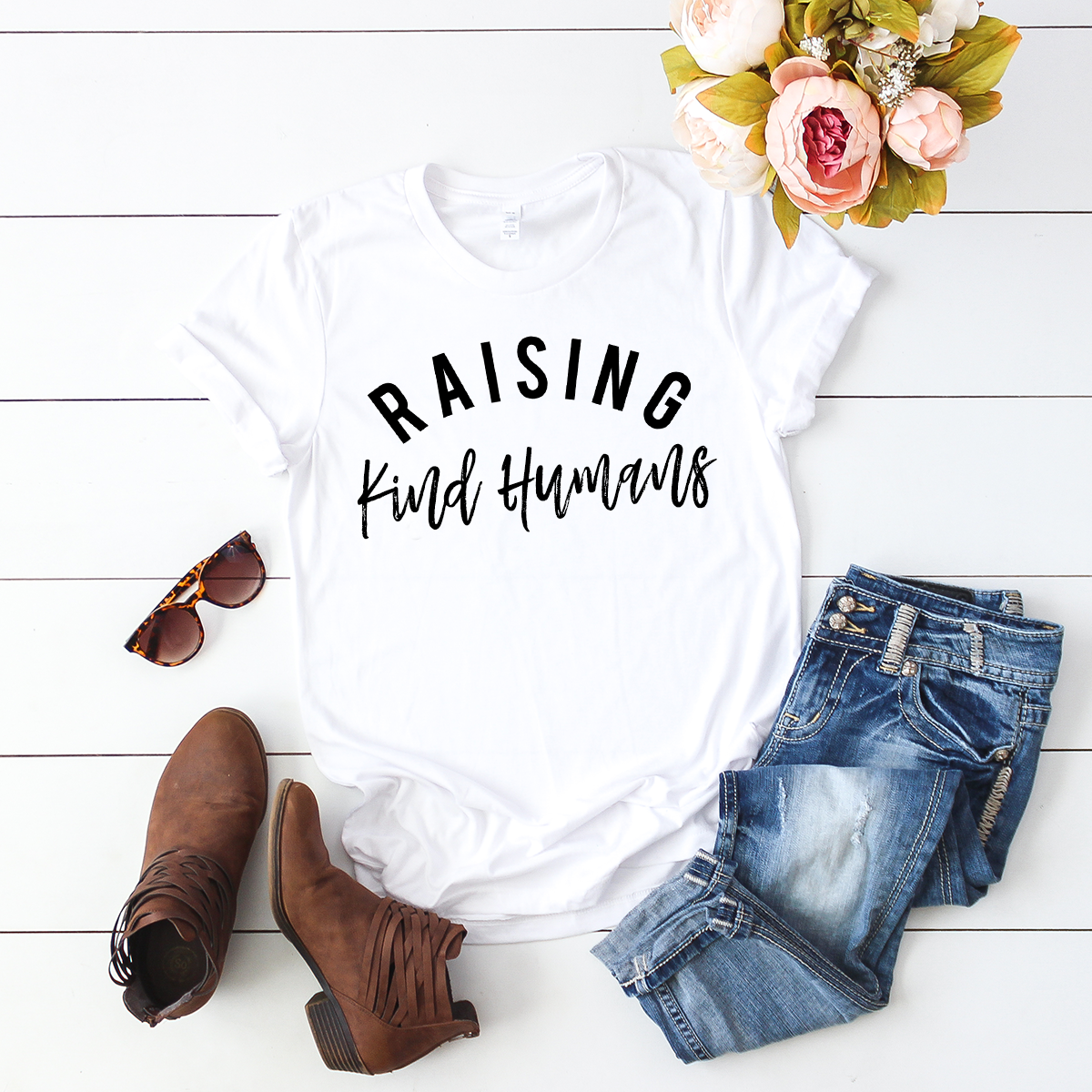 Raising Kind Humans - casual white t-shirt