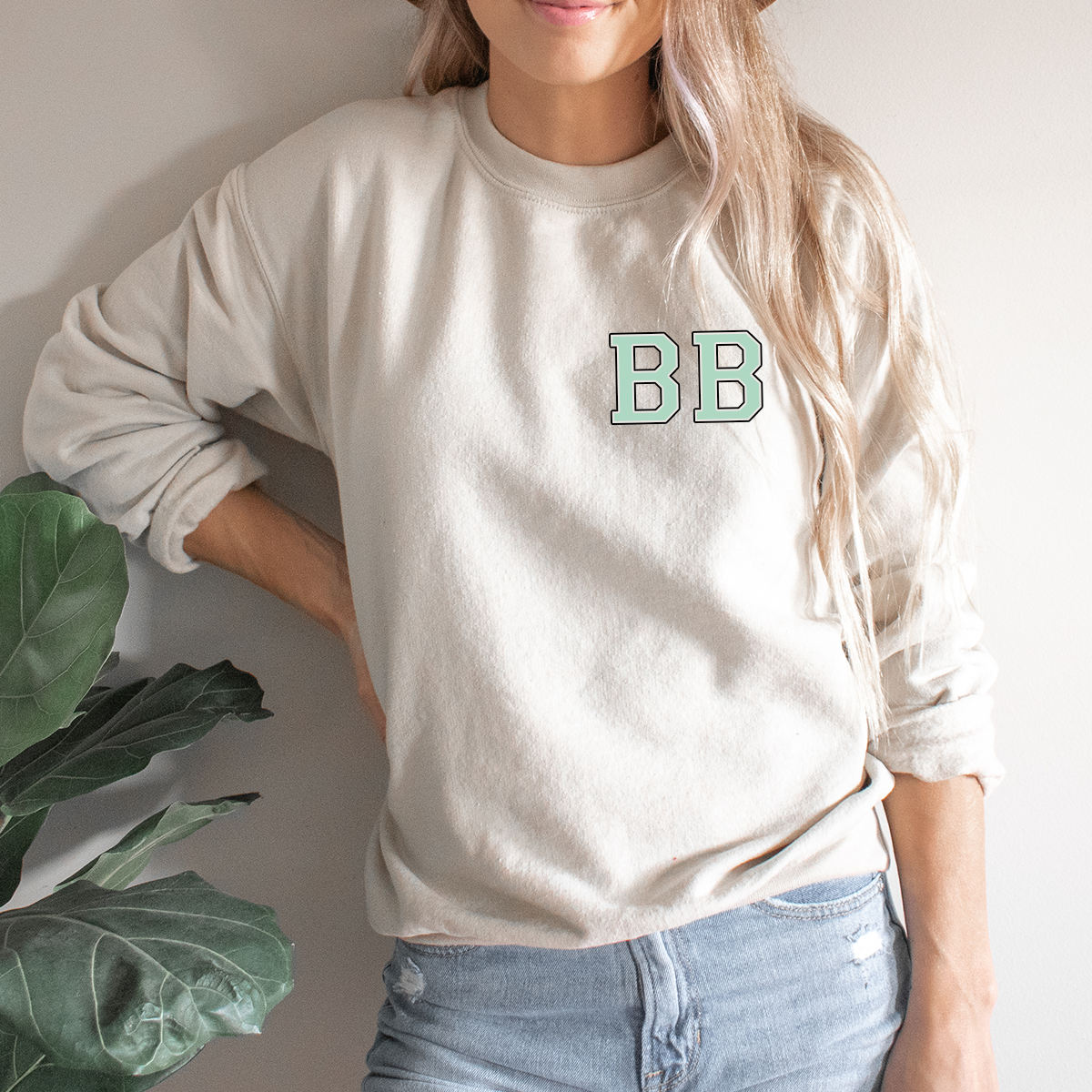 Personalised Varsity Letters Sand Sweatshirt