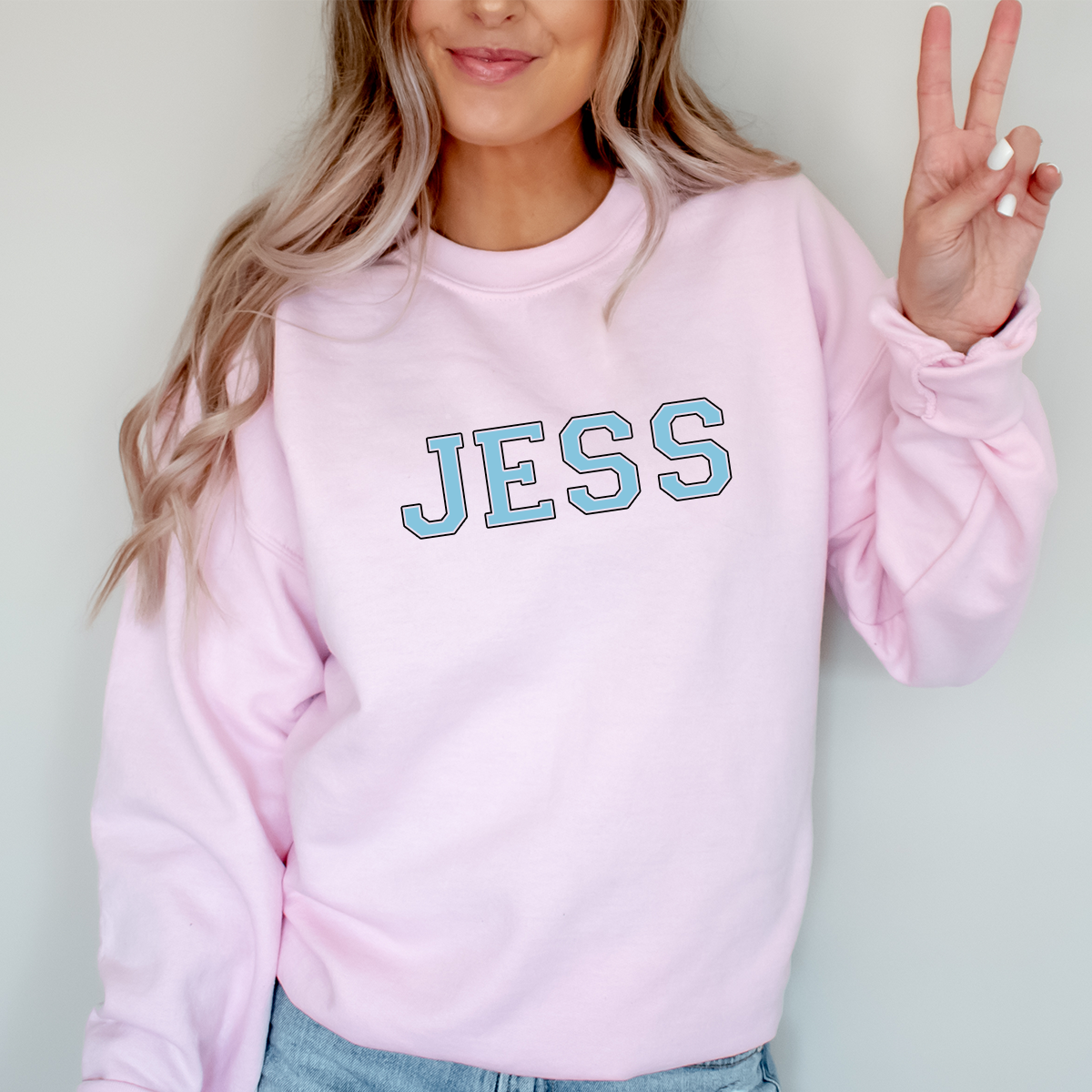 Personalised Varsity Letters Light Pink Sweatshirt