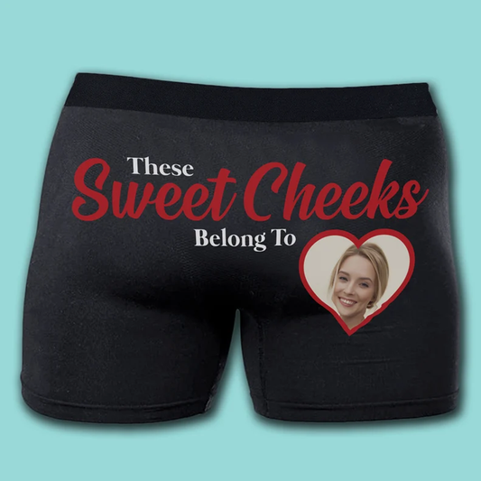 Personalised These Sweet Cheeks Belong To Photo Boxer Shorts/Trunks