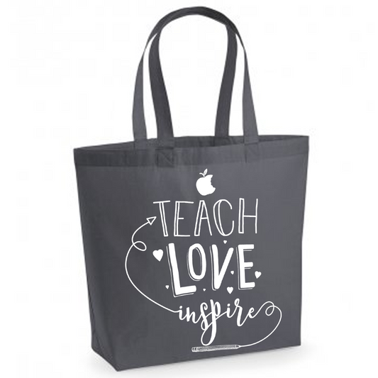 Teach Love Inspire - Charcoal Grey Cotton Tote Bag