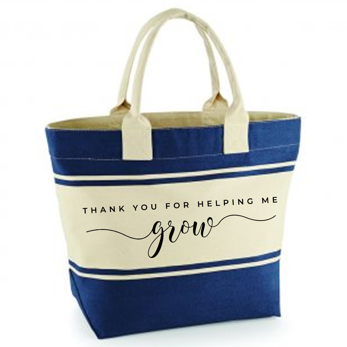 Thank you for helping me grow - Navy/Cream Canvas Deck Bag