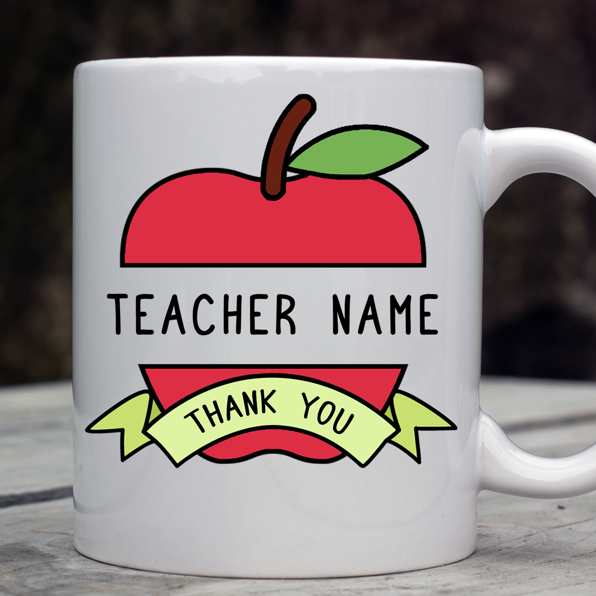 Personalised Thank You teacher - apple graphic Mug