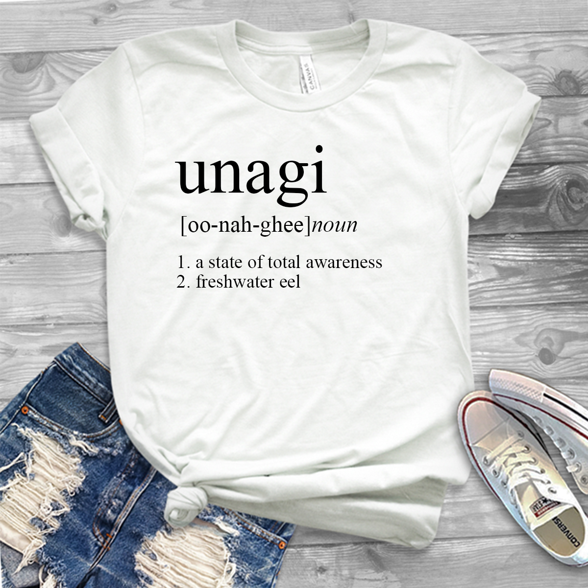 UNAGI meaning white t-shirt