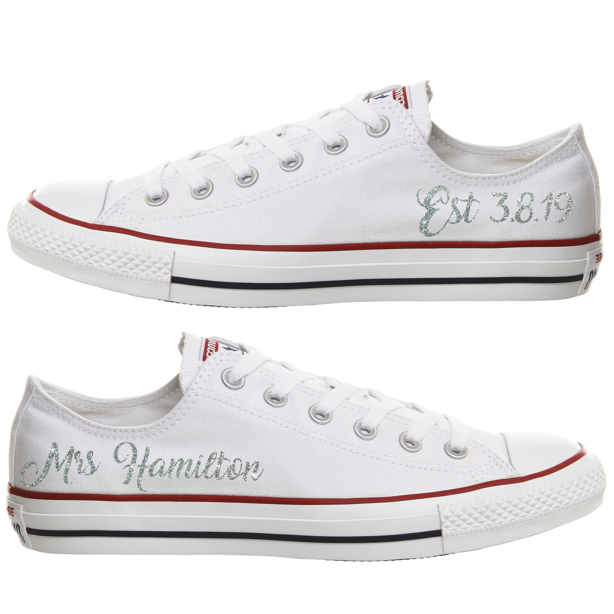 Personalised White Original Converse Canvas Wedding Shoes