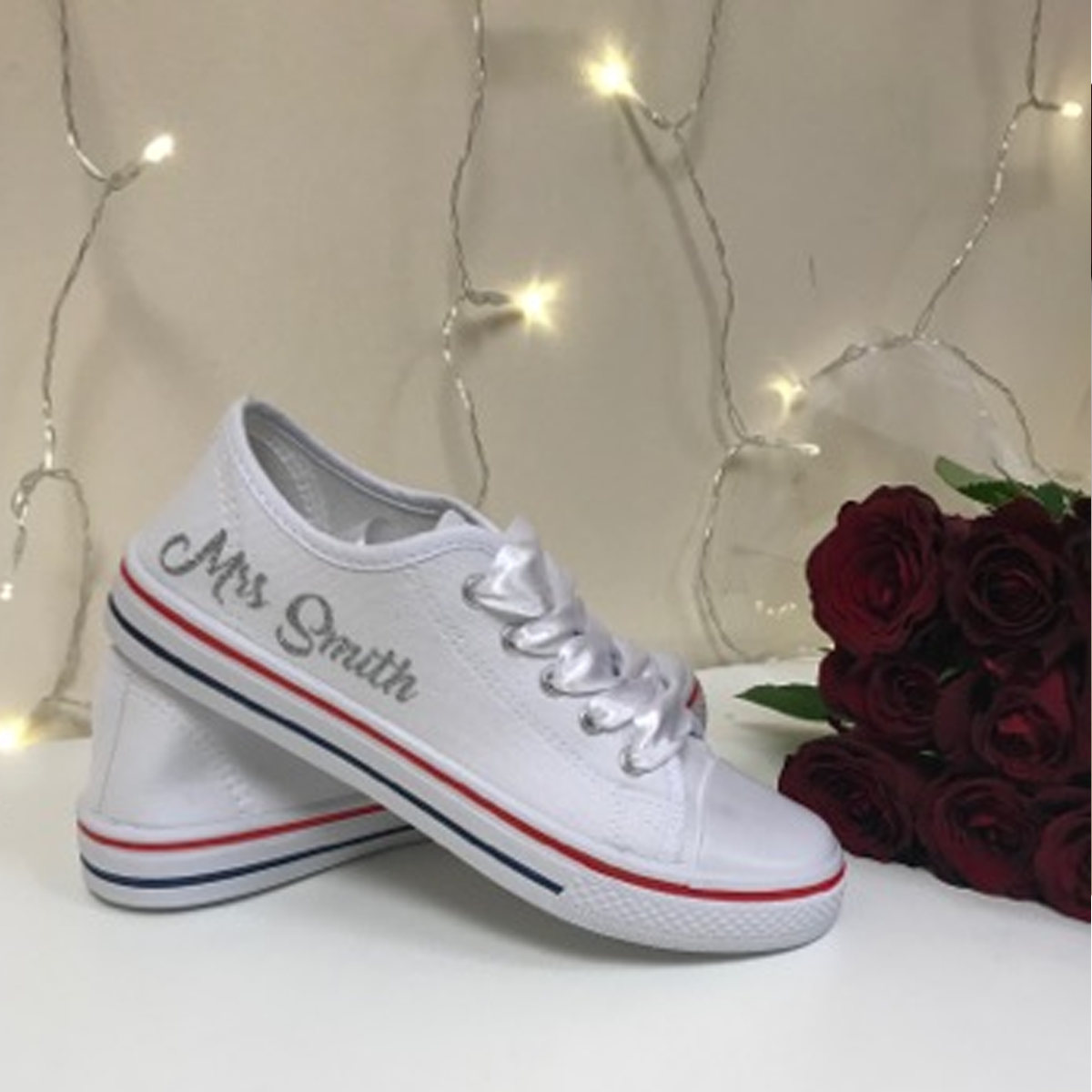 Personalised White Canvas Wedding Shoes